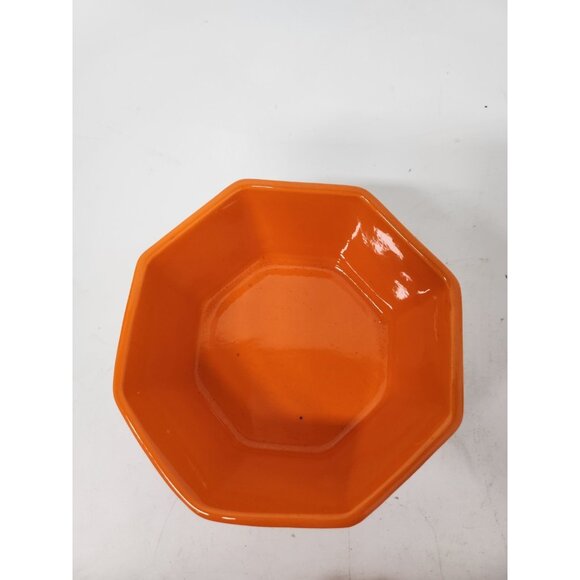 Vintage California Pottery USA Orange Ceramic Serving Bowl Candy Dish Lidded - Picture 3 of 10